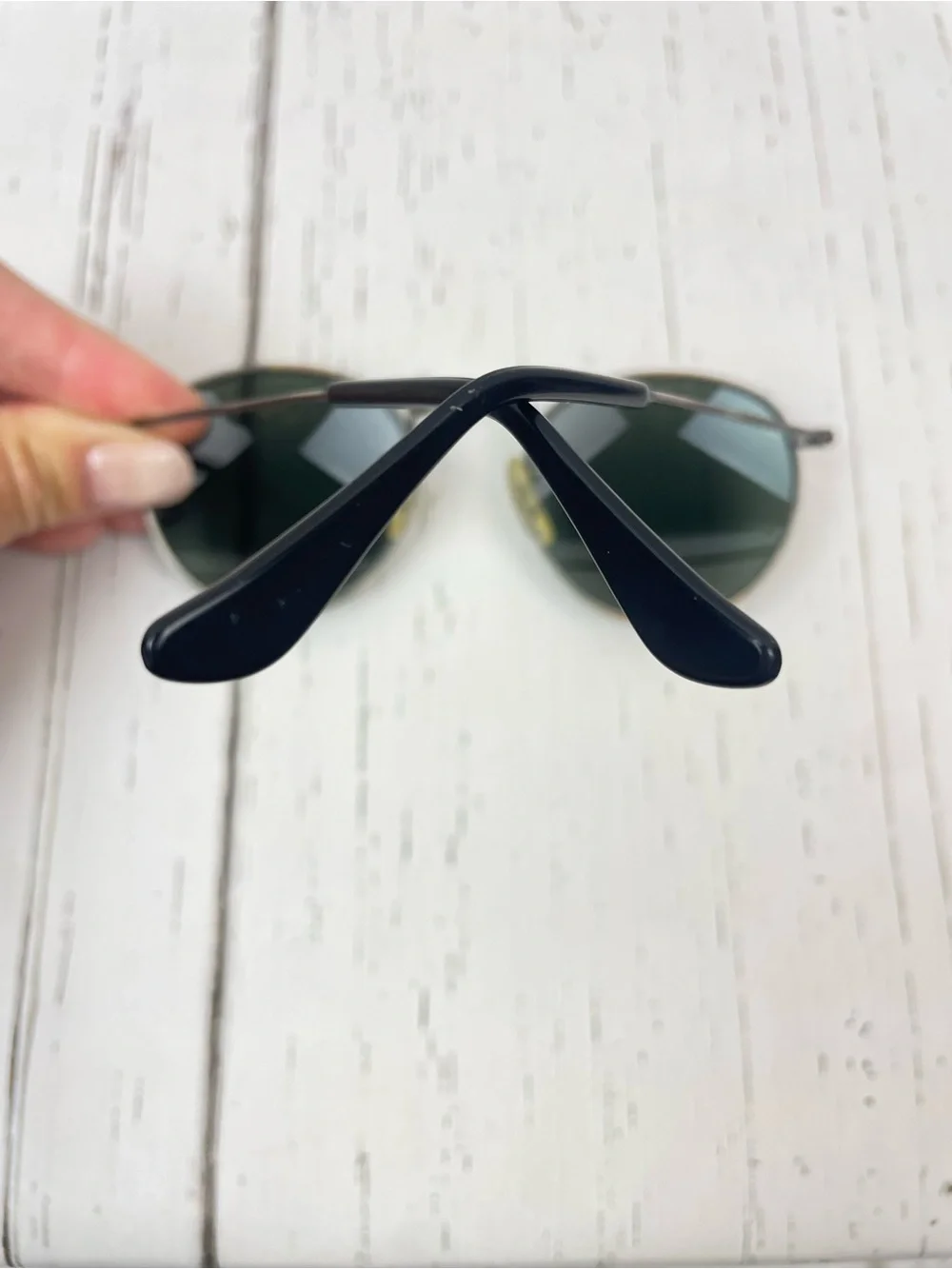 Vintage Ray-Ban W1576 Classic Metal Round Bausch & Lomb Glass G-15 Green Lenses